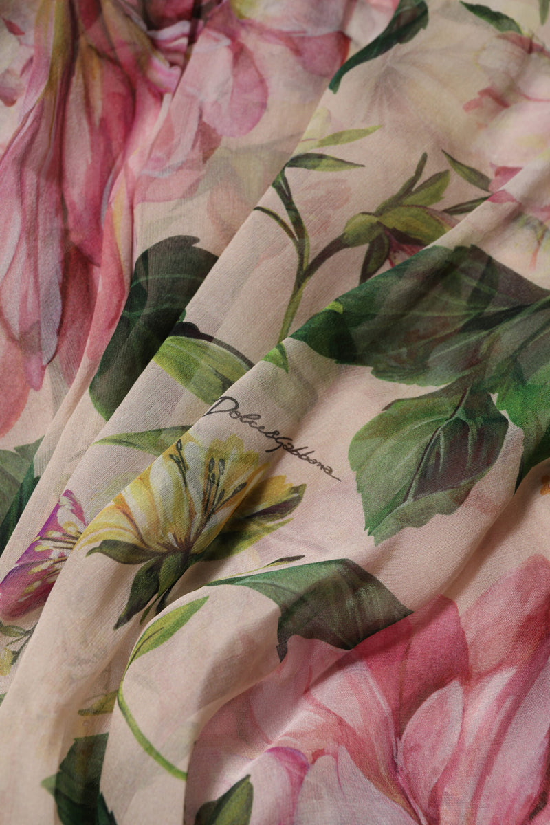 Robe Maxi Longue à Imprimé Floral Rose Dolce & Gabbana