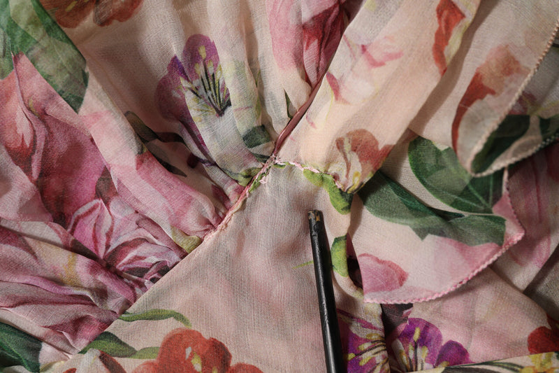Robe Maxi Longue à Imprimé Floral Rose Dolce & Gabbana