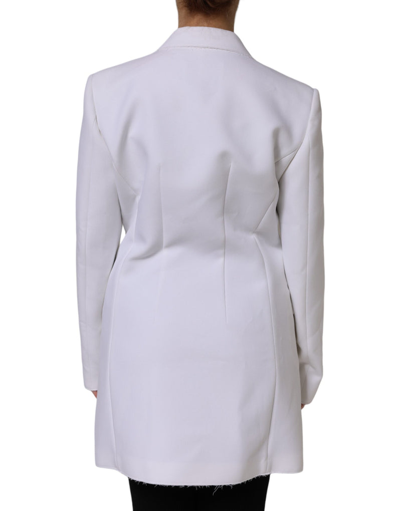 MSGM White Long Sleeve Ruffled Wrap Jacket - Authentic Blazer