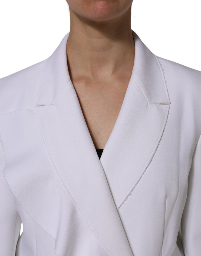 MSGM White Long Sleeve Ruffled Wrap Jacket - Authentic Blazer