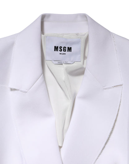 MSGM Veste portefeuille à manches longues en polyester blanc avec volants