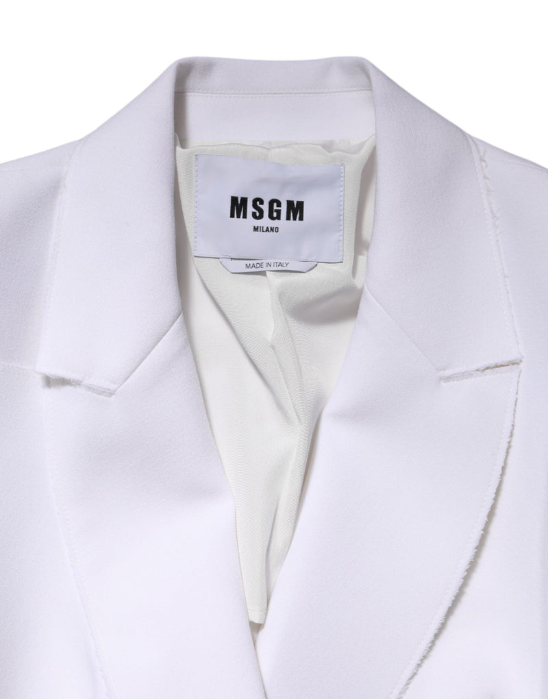MSGM White Long Sleeve Ruffled Wrap Jacket - Authentic Blazer
