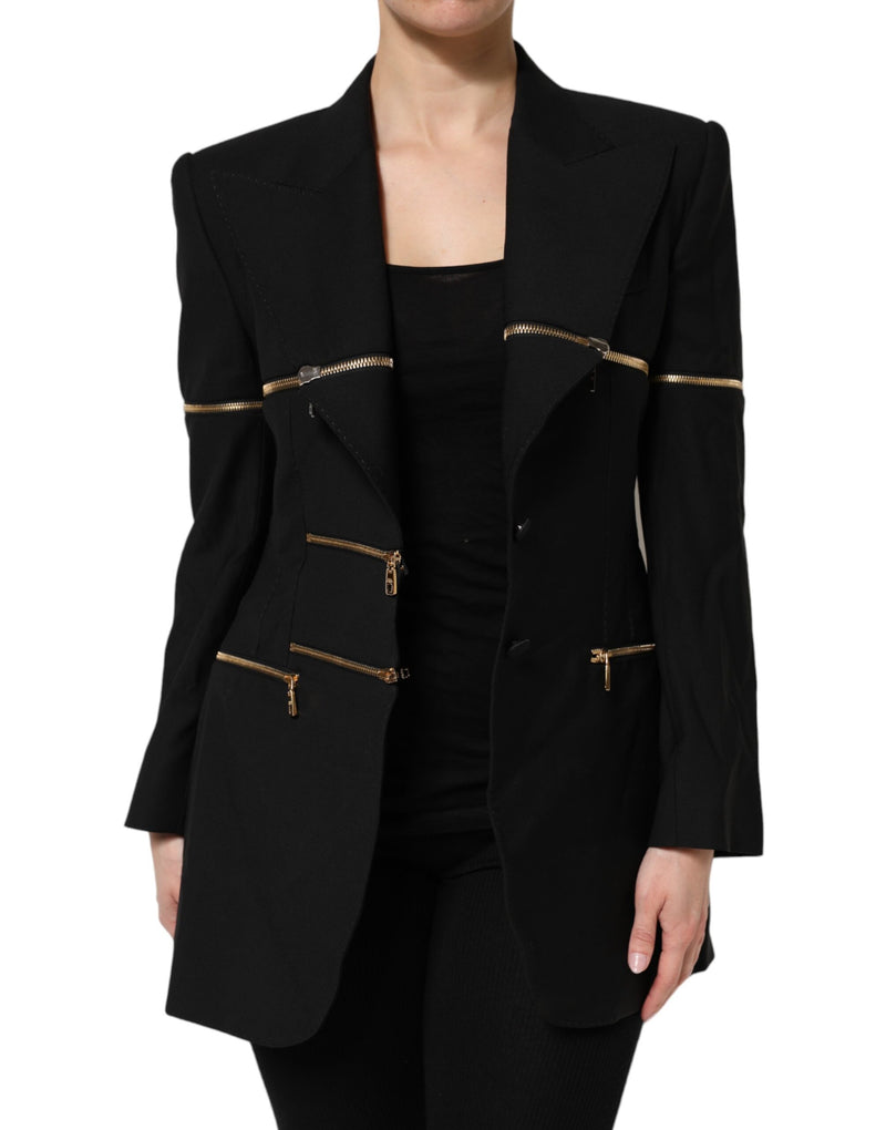 Dolce & Gabbana Blazer Noir avec Détails Zippés