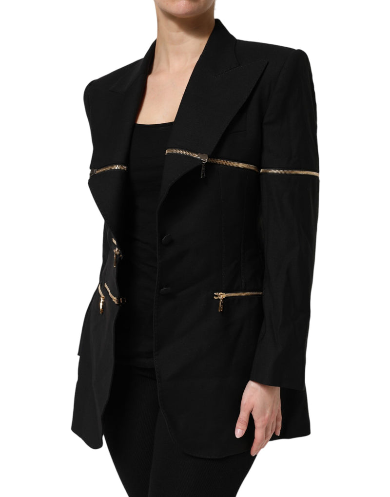 Dolce & Gabbana Blazer Noir avec Détails Zippés