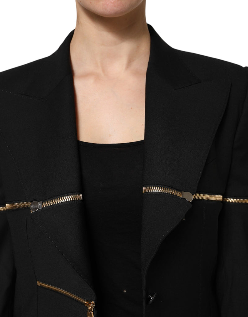 Dolce & Gabbana Blazer Noir avec Détails Zippés