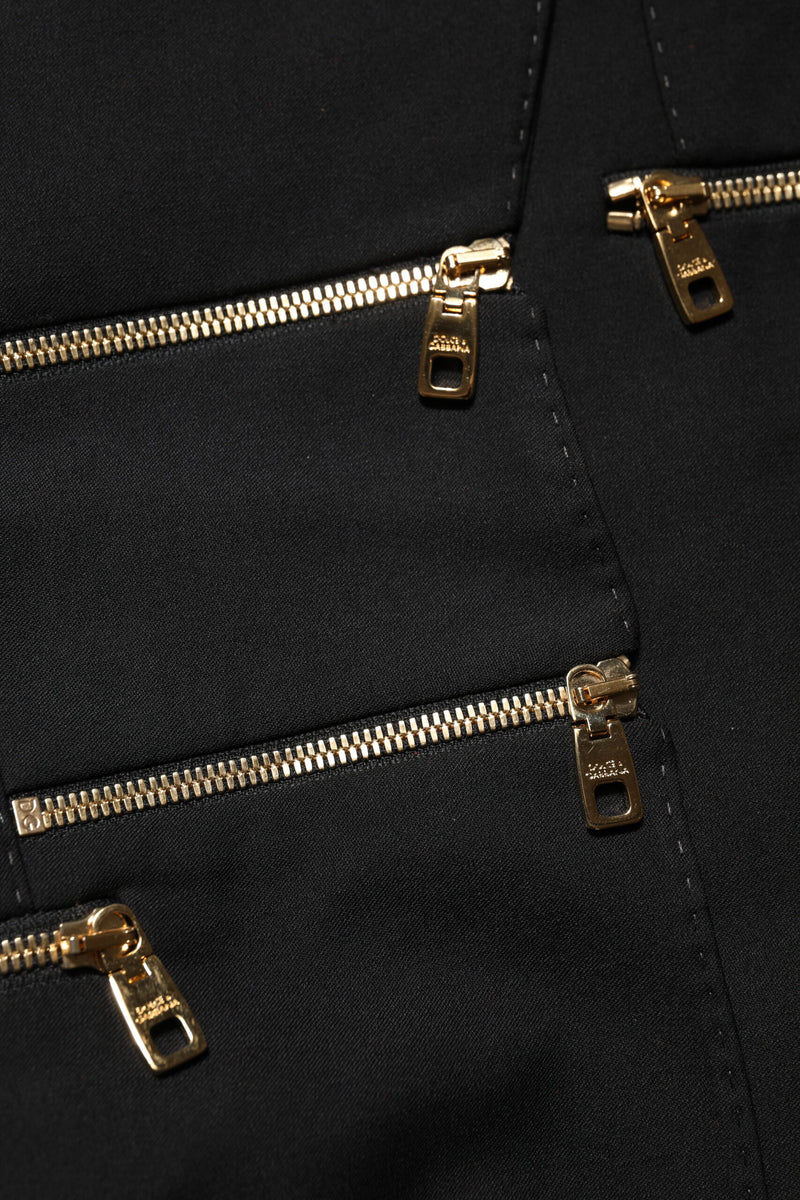 Dolce & Gabbana Blazer Noir avec Détails Zippés