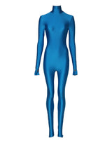 Dolce & Gabbana Blue Nylon Turtleneck Bodycon Jumpsuit Dress