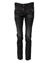 Dsquared² Jeans Skinny Noirs en Coton Lavé Mi-Taille