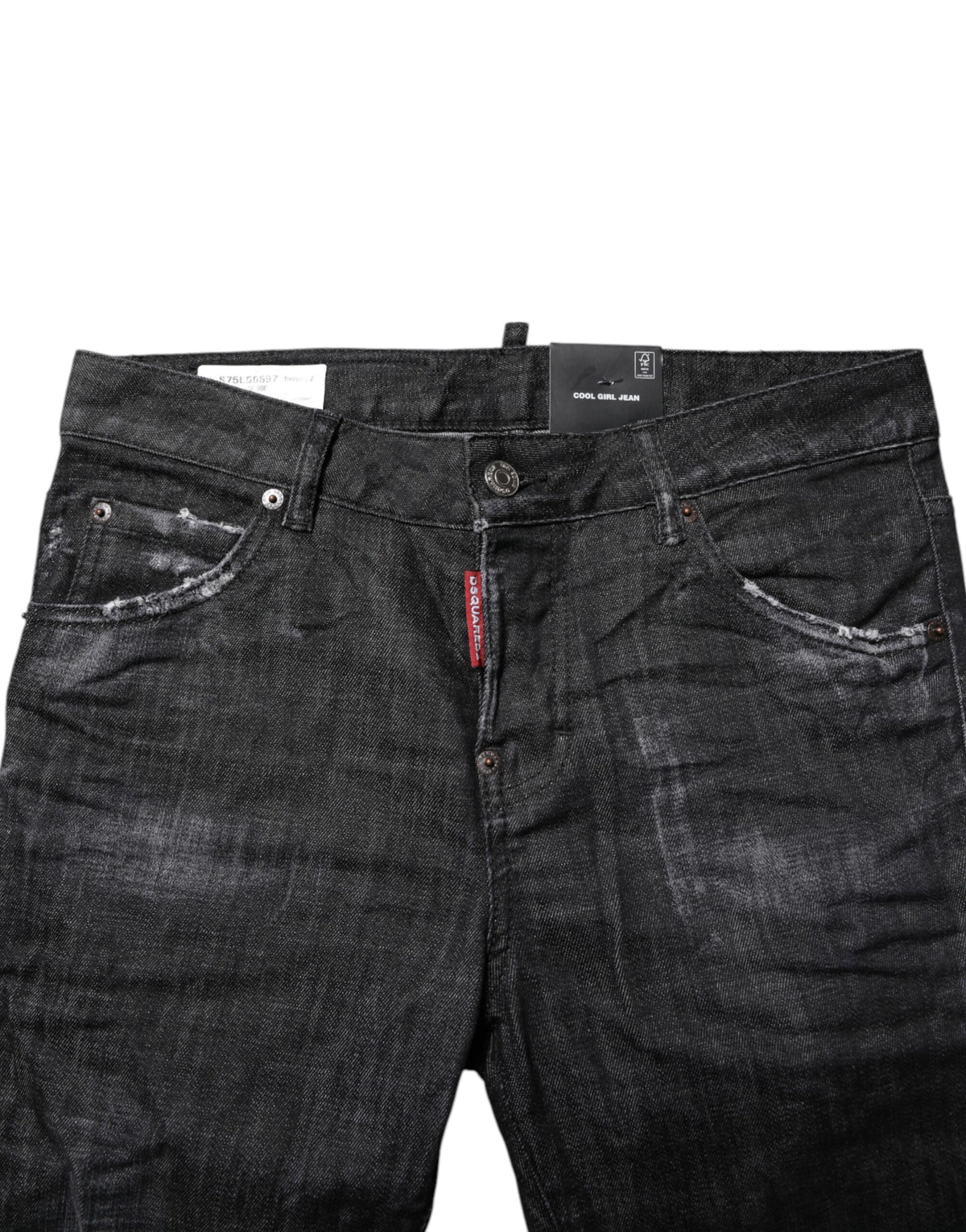 Dsquared² Jeans Skinny Noirs en Coton Lavé Mi-Taille