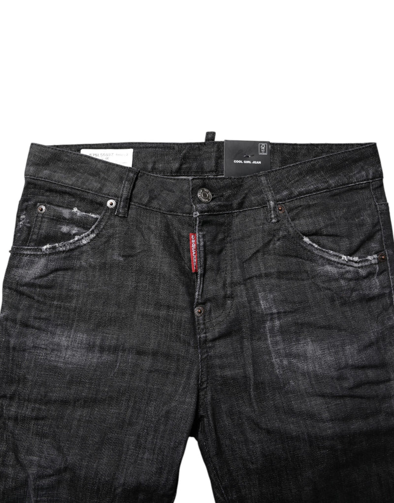 Dsquared² Jeans Skinny Noirs en Coton Lavé Mi-Taille