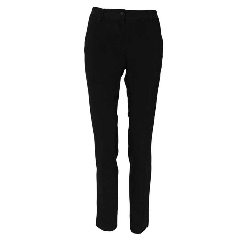 Dolce & Gabbana Pantalons Tapered Noir en Laine Mi-Taille