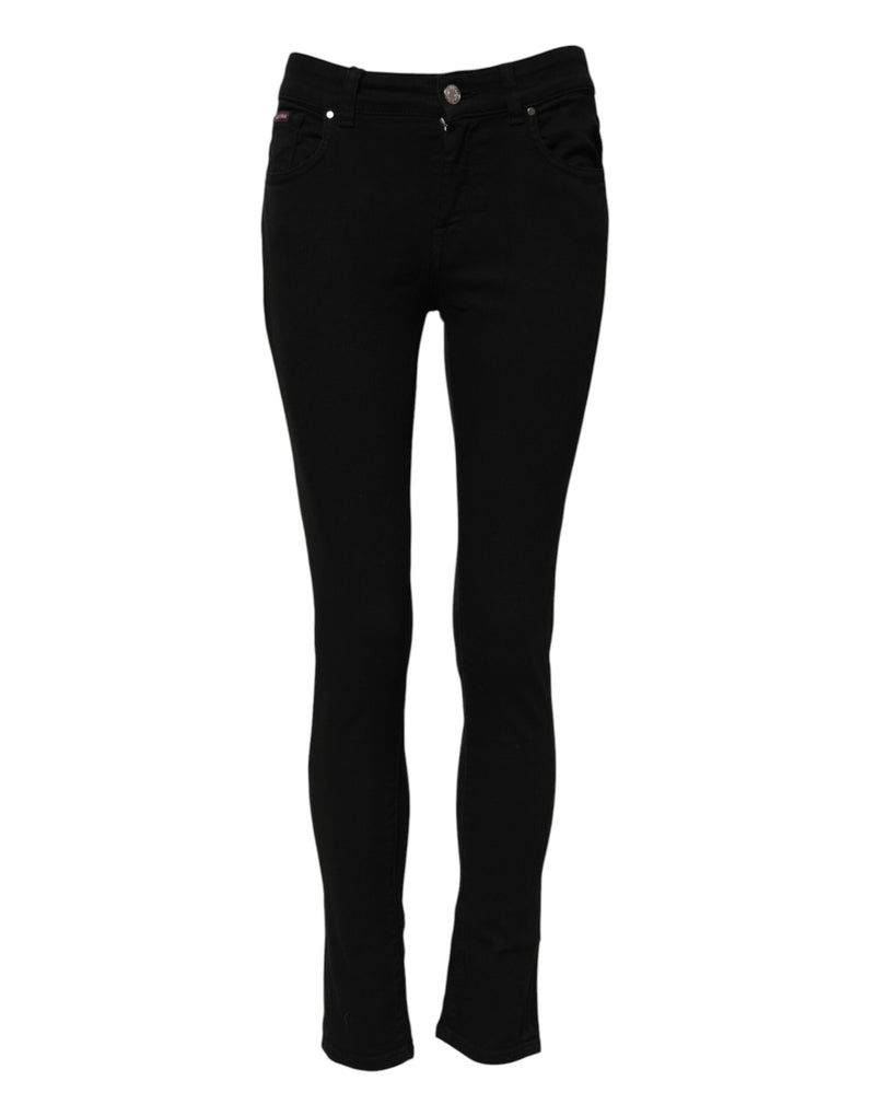 Dolce & Gabbana Jeans Skinny Noirs en Coton Mi-Taille