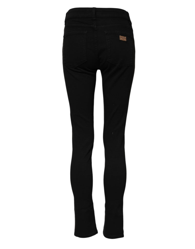 Dolce & Gabbana Jeans Skinny Noirs en Coton Mi-Taille