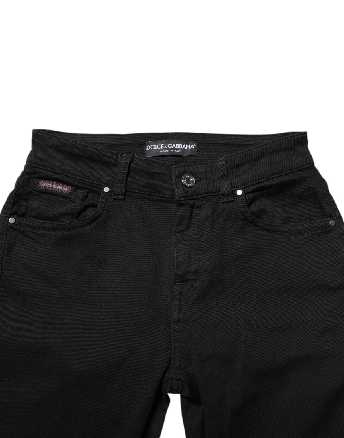Dolce & Gabbana Jeans Skinny Noirs en Coton Mi-Taille