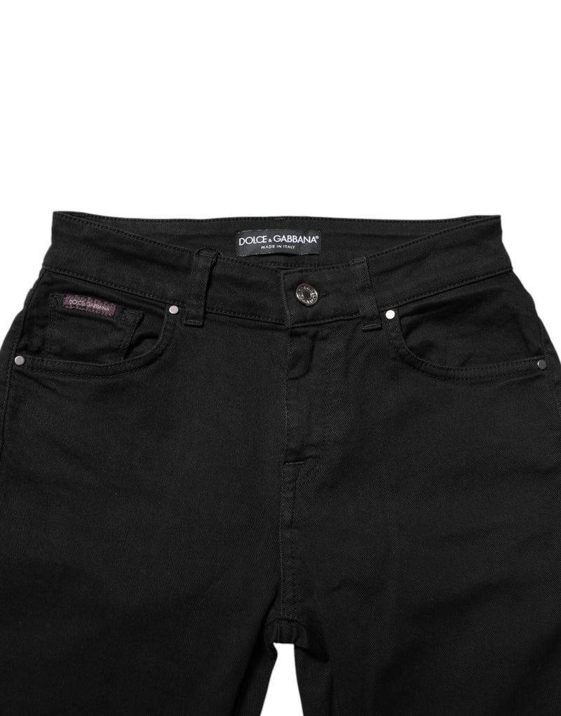 Dolce & Gabbana Jeans Skinny Noirs en Coton Mi-Taille
