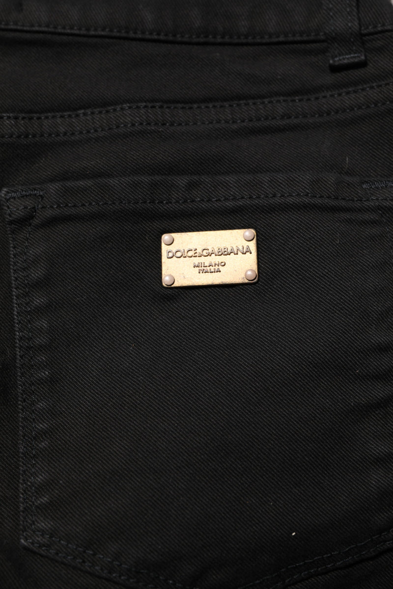 Dolce & Gabbana Jeans Skinny Noirs en Coton Mi-Taille