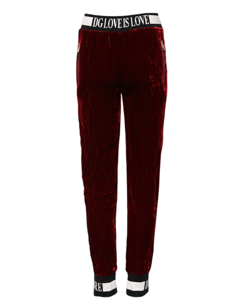Pantalon Rouge Viscose DG Logo Mi-Taille Dolce & Gabbana