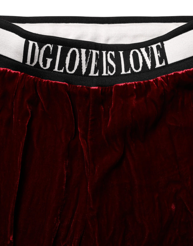 Pantalon Rouge Viscose DG Logo Mi-Taille Dolce & Gabbana