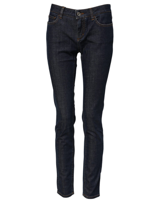 Dolce & Gabbana Jeans Skinny Bleus en Coton Mi-Taille