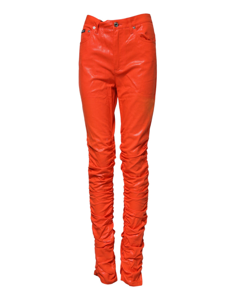 Dolce & Gabbana Jeans en Denim Orange Taille Haute