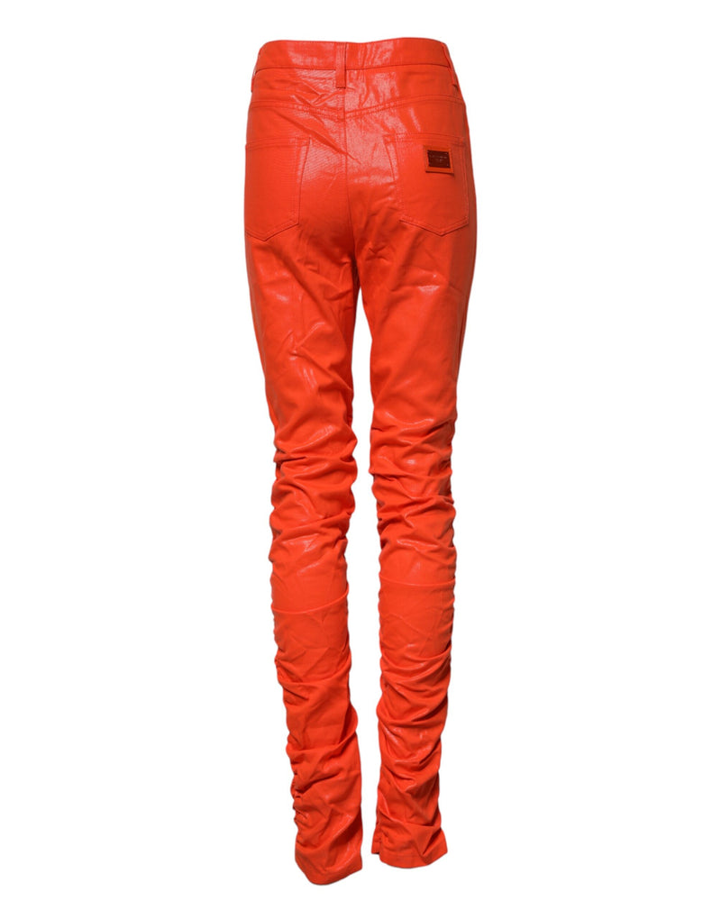 Dolce & Gabbana Jeans en Denim Orange Taille Haute