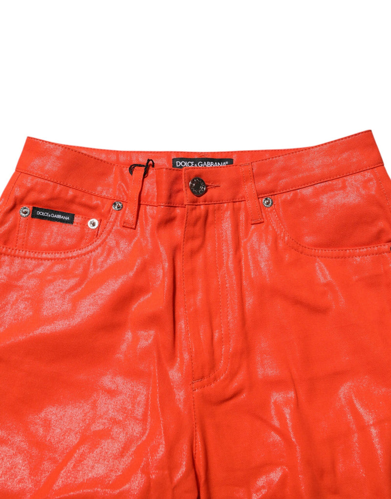 Dolce & Gabbana Jeans en Denim Orange Taille Haute