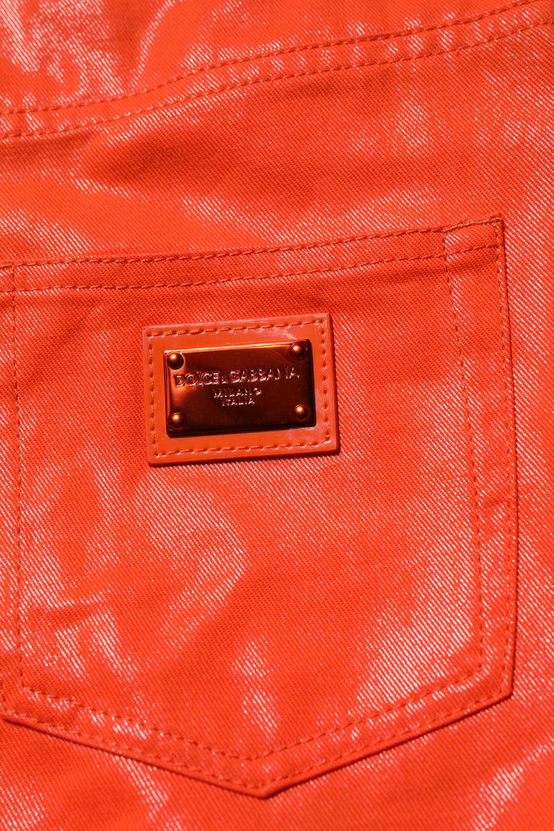 Dolce & Gabbana Jeans en Denim Orange Taille Haute