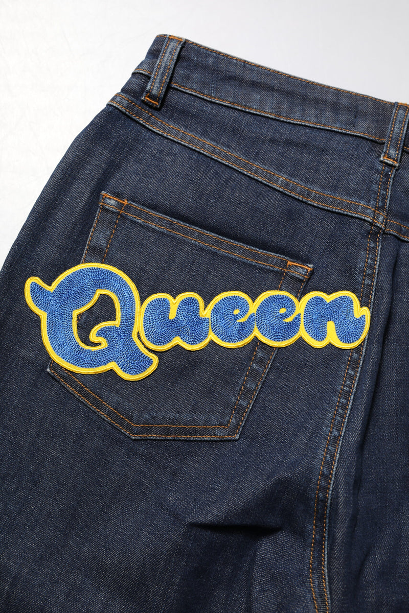 Dolce & Gabbana Blue Queen Patch AUDREY Jeans - Élégance et Confort