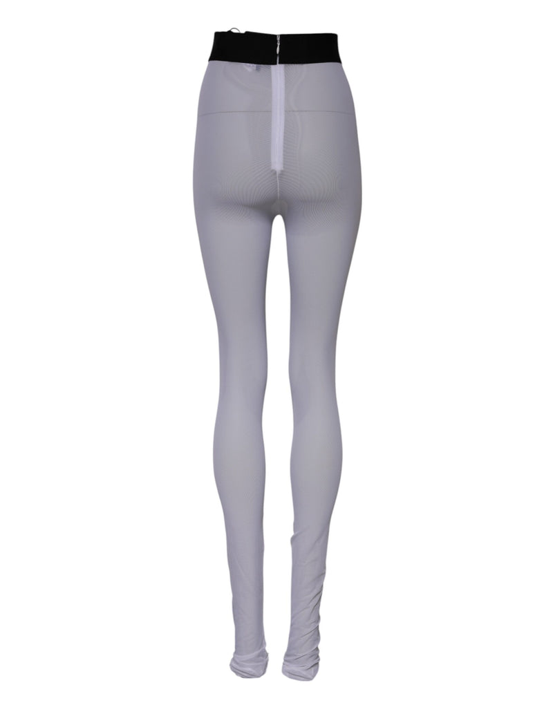 Dolce & Gabbana Gray Nylon DG Logo Mid Waisted Leggings Pants
