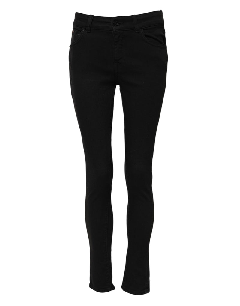 Dolce & Gabbana Black Cotton Skinny Mid Waisted Denim Jeans