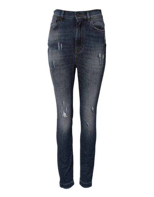 Dolce & Gabbana Jeans en Denim Bleu Haute Taille