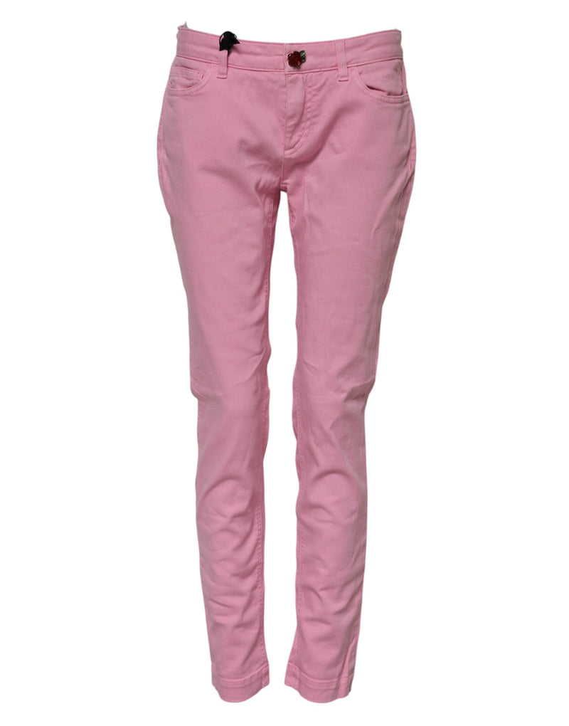 Dolce & Gabbana Pretty Pink Cotton Skinny Denim Jeans
