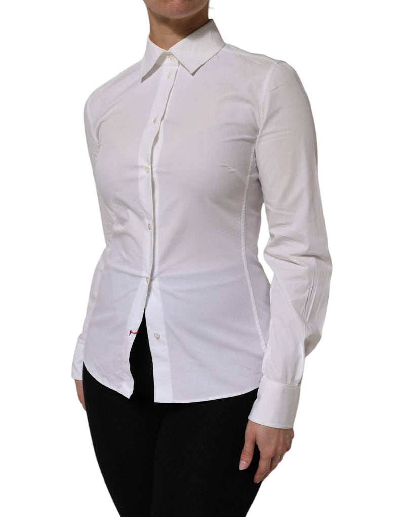 Dolce & Gabbana Chemise Blanche en Coton à Col Longues Manches