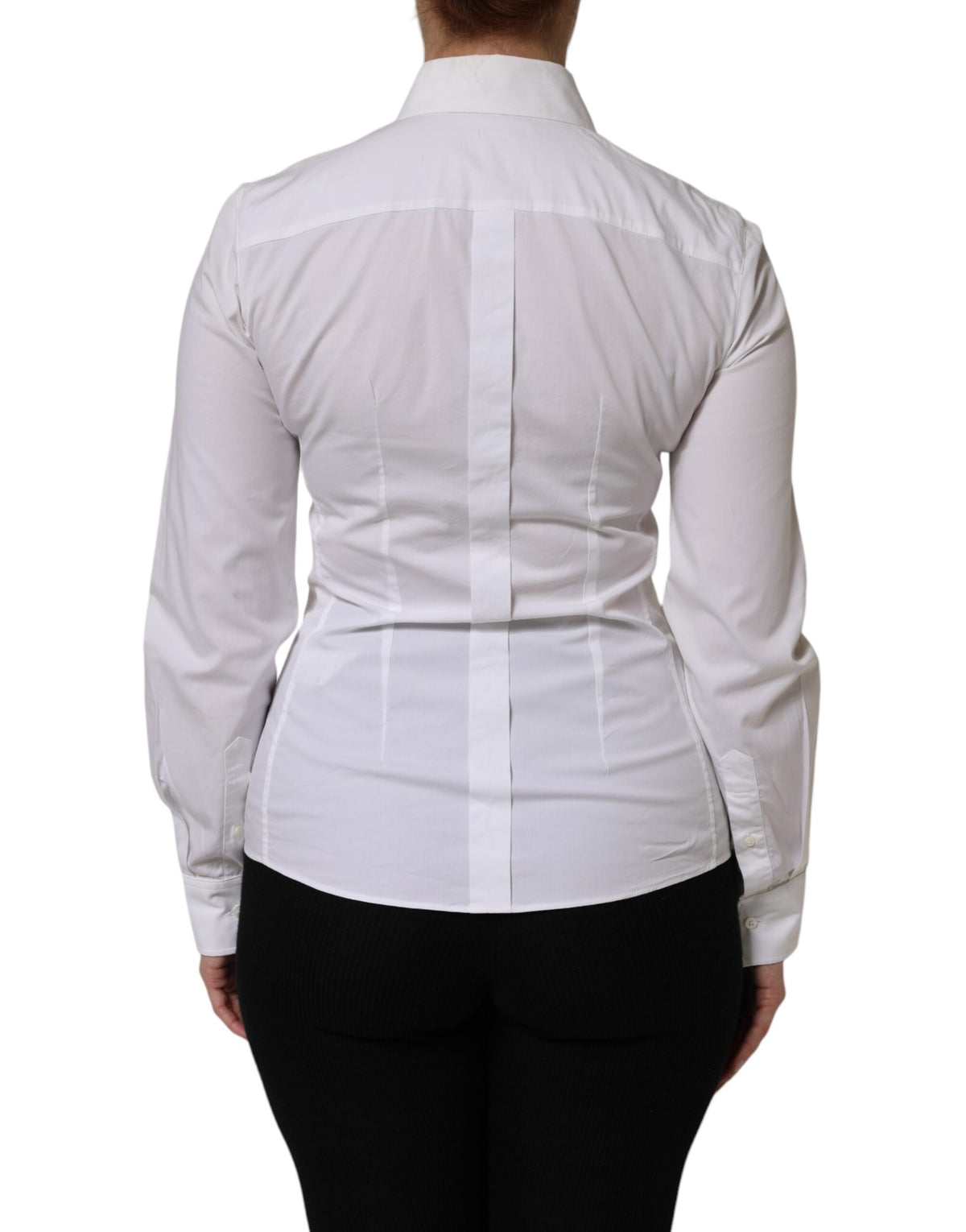Dolce & Gabbana Chemise Blanche en Coton à Col Longues Manches