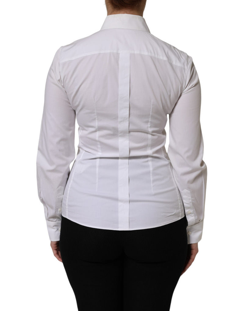 Dolce & Gabbana Chemise Blanche en Coton à Col Longues Manches