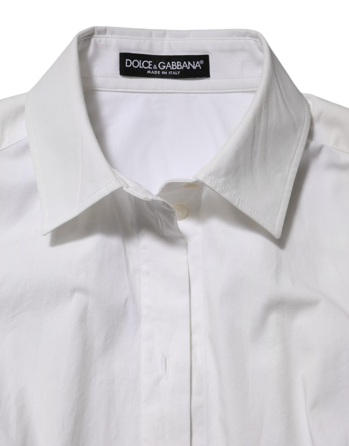 Dolce & Gabbana Chemise Blanche en Coton à Col Longues Manches