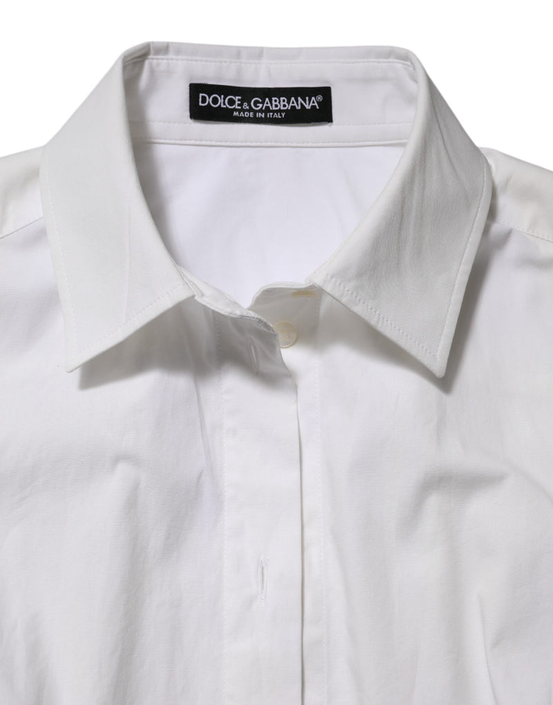 Dolce & Gabbana Chemise Blanche en Coton à Col Longues Manches