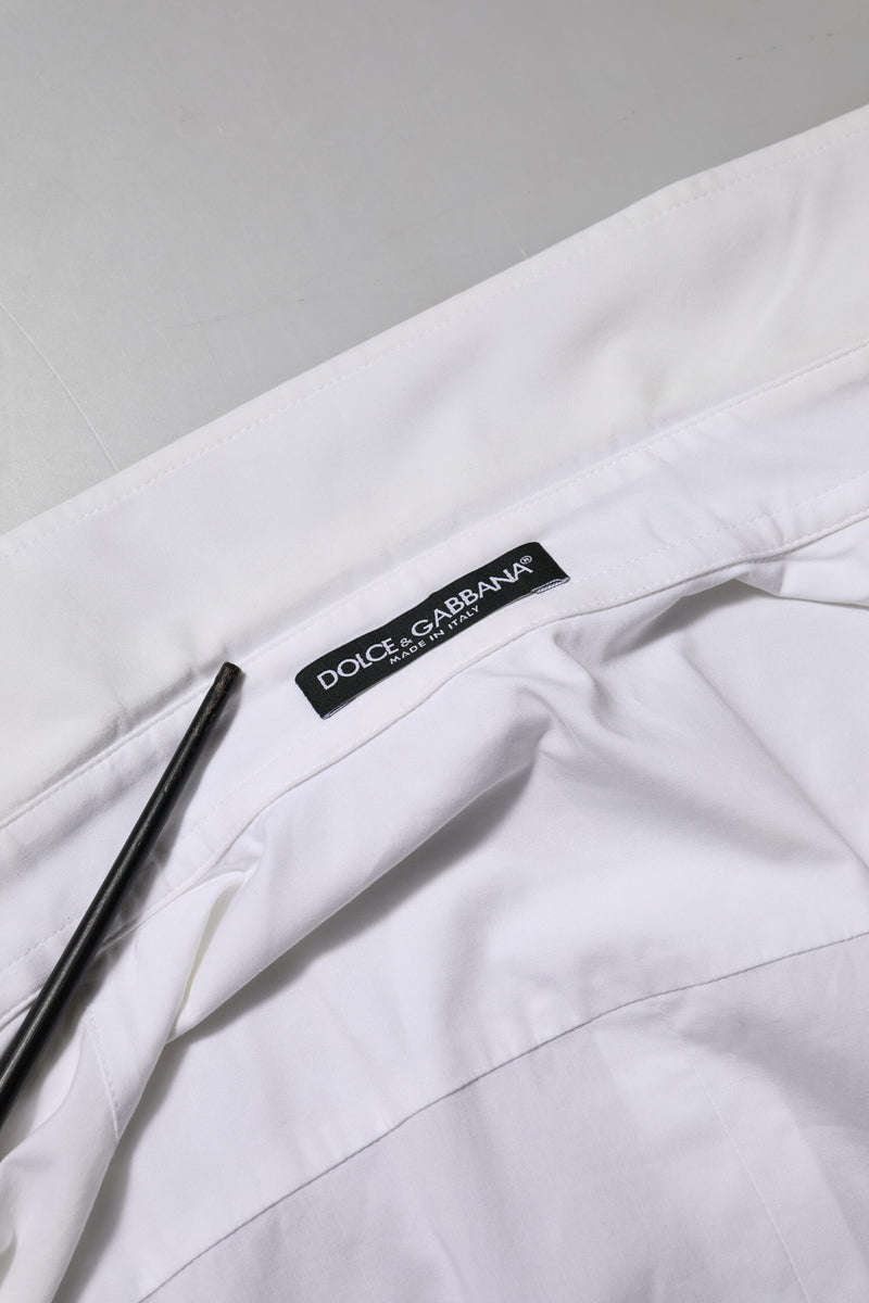 Dolce & Gabbana Chemise Blanche en Coton à Col Longues Manches