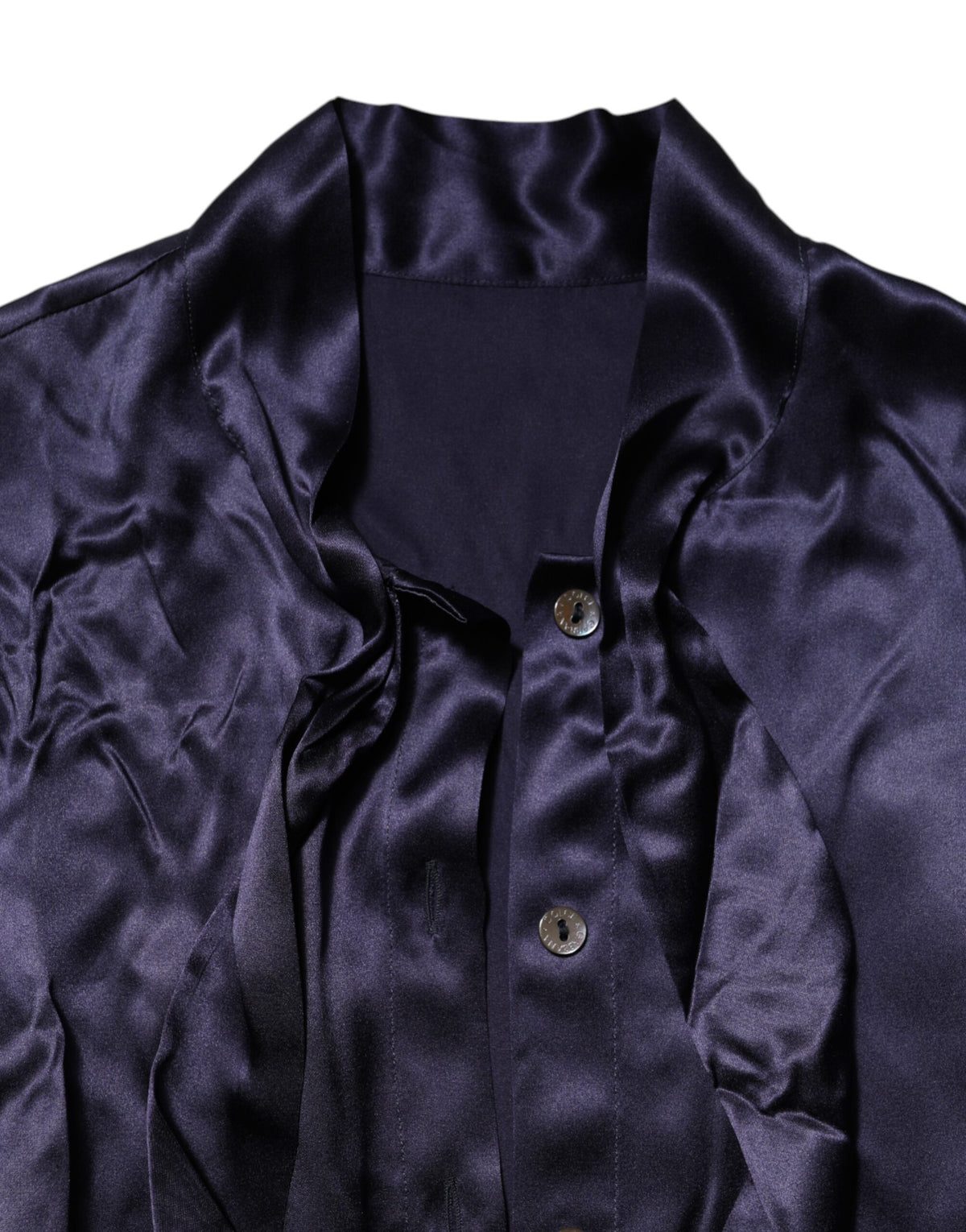 Dolce & Gabbana Blouse en Soie Violet Foncé avec Col Ascot