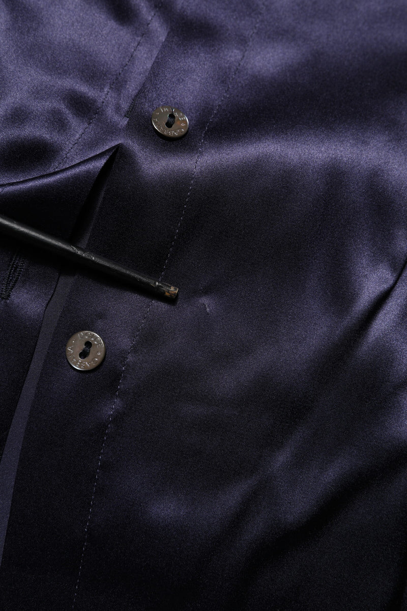 Dolce & Gabbana Blouse en Soie Violet Foncé avec Col Ascot