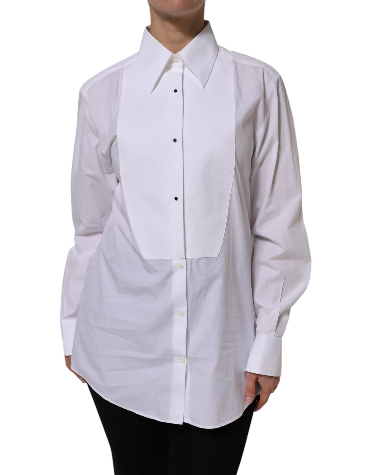 Dolce & Gabbana Chemise Blanche en Coton à Manches Longues