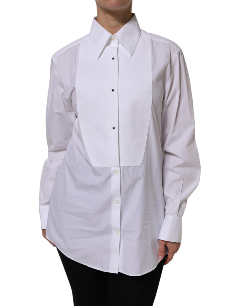 Dolce & Gabbana Chemise Blanche en Coton à Manches Longues