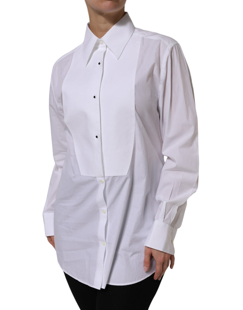 Dolce & Gabbana Chemise Blanche en Coton à Manches Longues