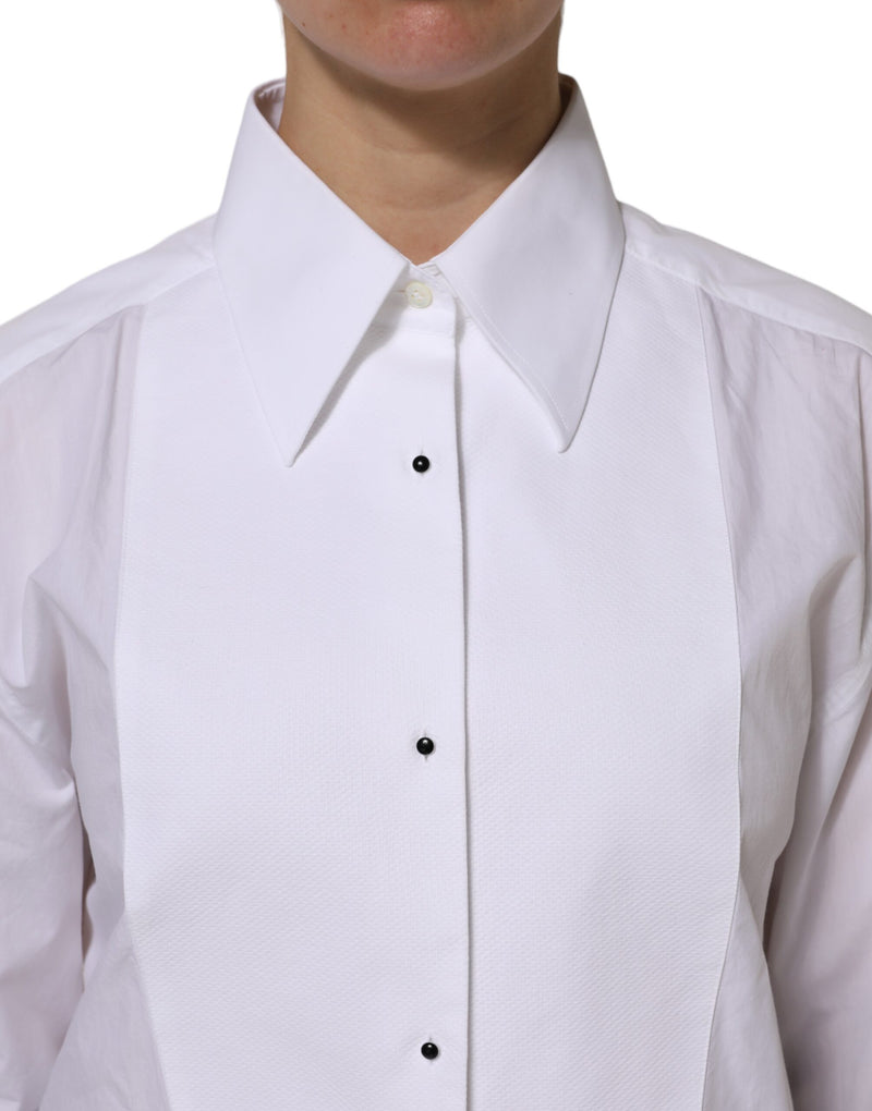 Dolce & Gabbana Chemise Blanche en Coton à Manches Longues