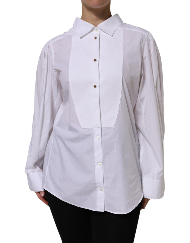 Dolce & Gabbana Chemise Formelle Blanche en Coton à Manches Longues