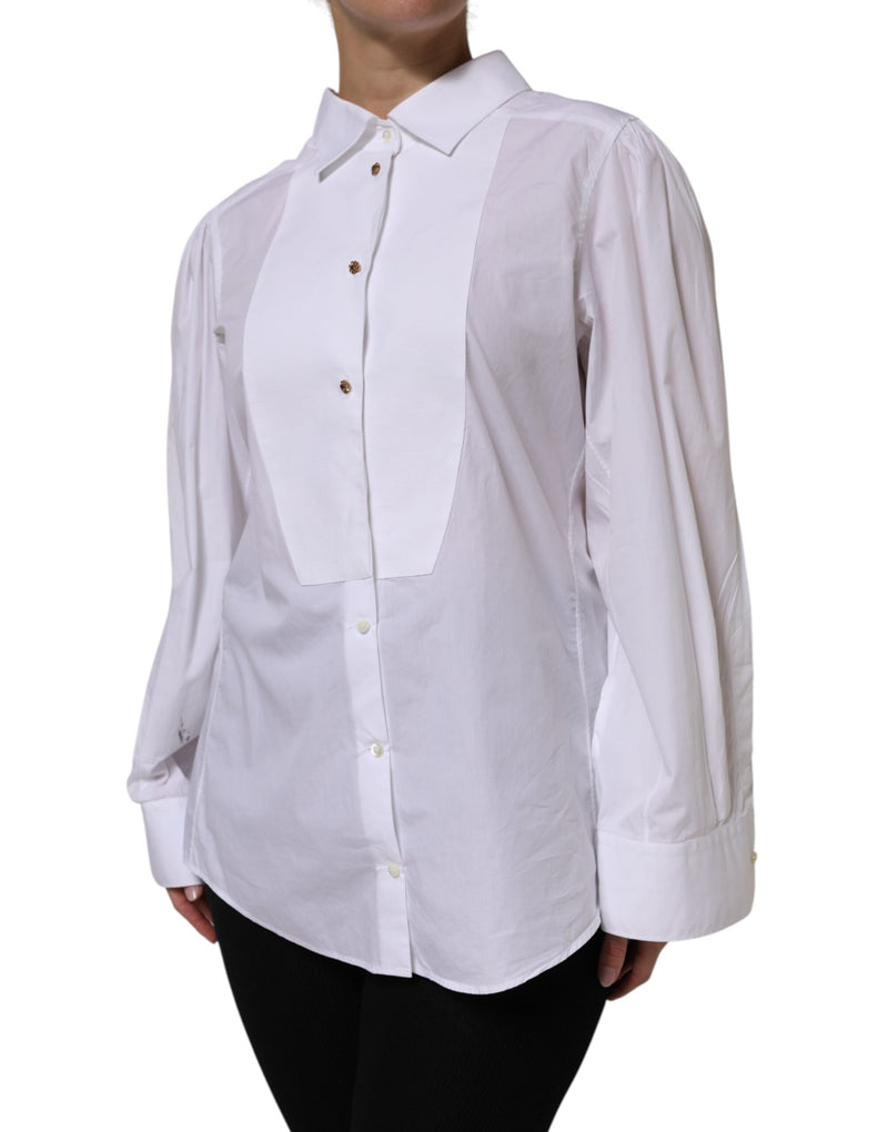 Dolce & Gabbana Chemise Formelle Blanche en Coton à Manches Longues
