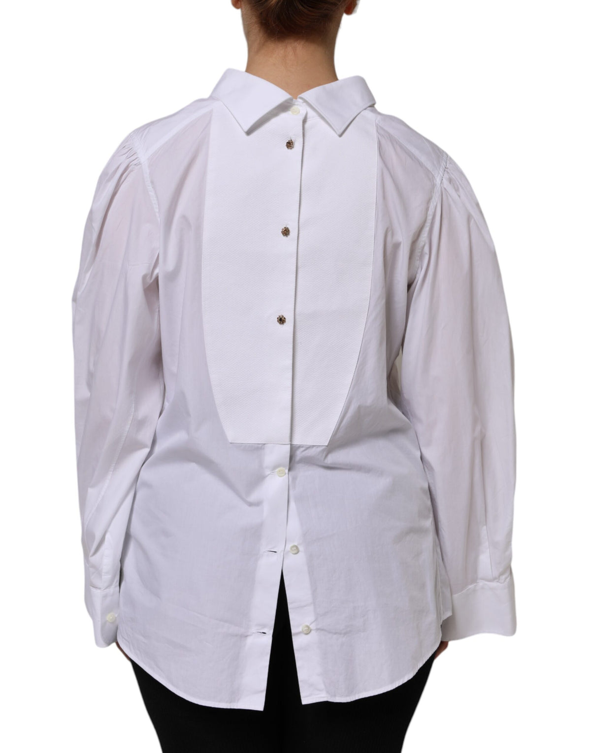 Dolce & Gabbana Chemise Formelle Blanche en Coton à Manches Longues