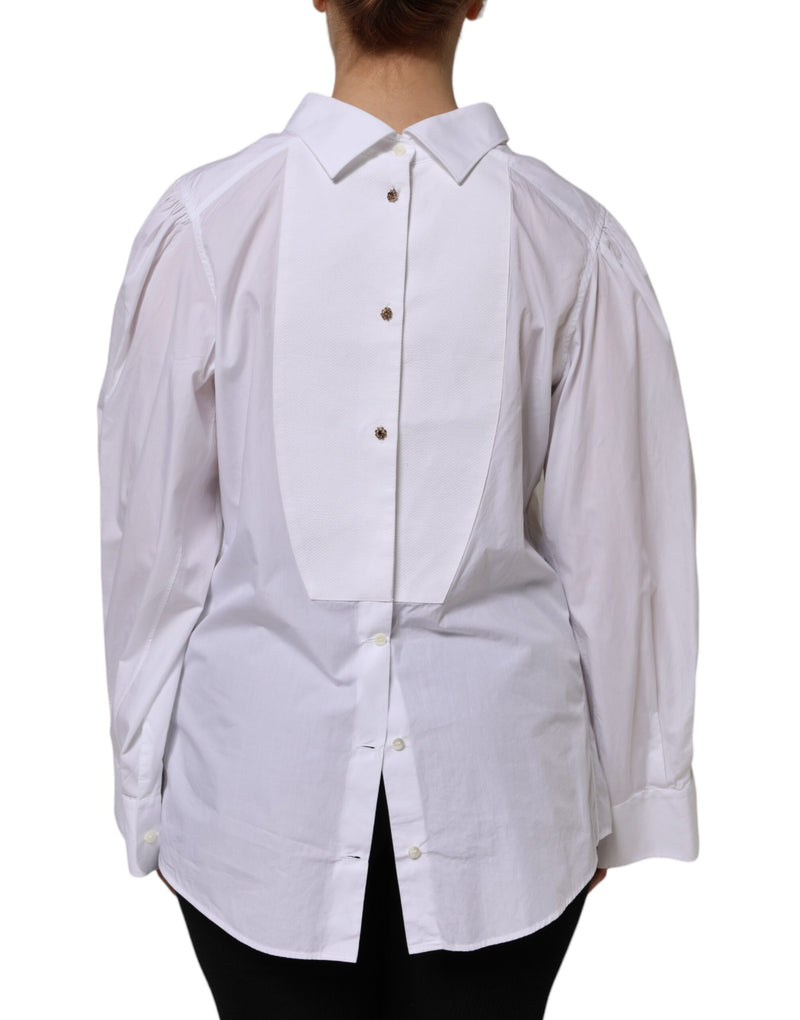 Dolce & Gabbana Chemise Formelle Blanche en Coton à Manches Longues