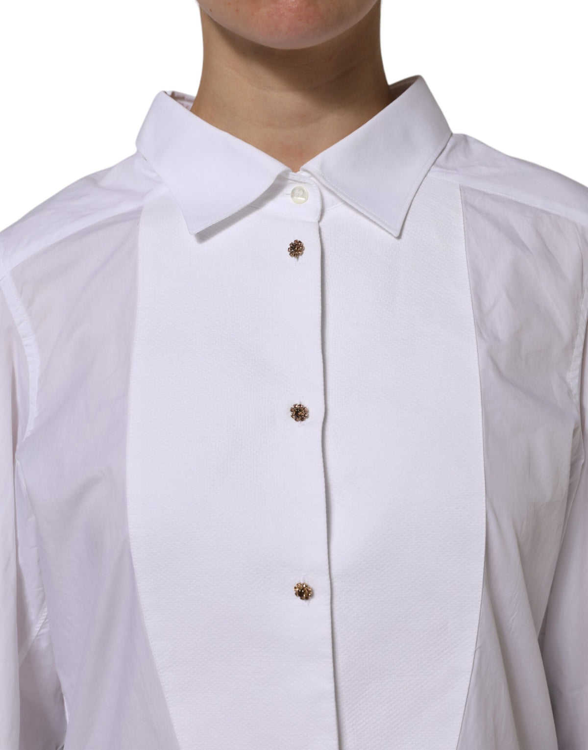 Dolce & Gabbana Chemise Formelle Blanche en Coton à Manches Longues