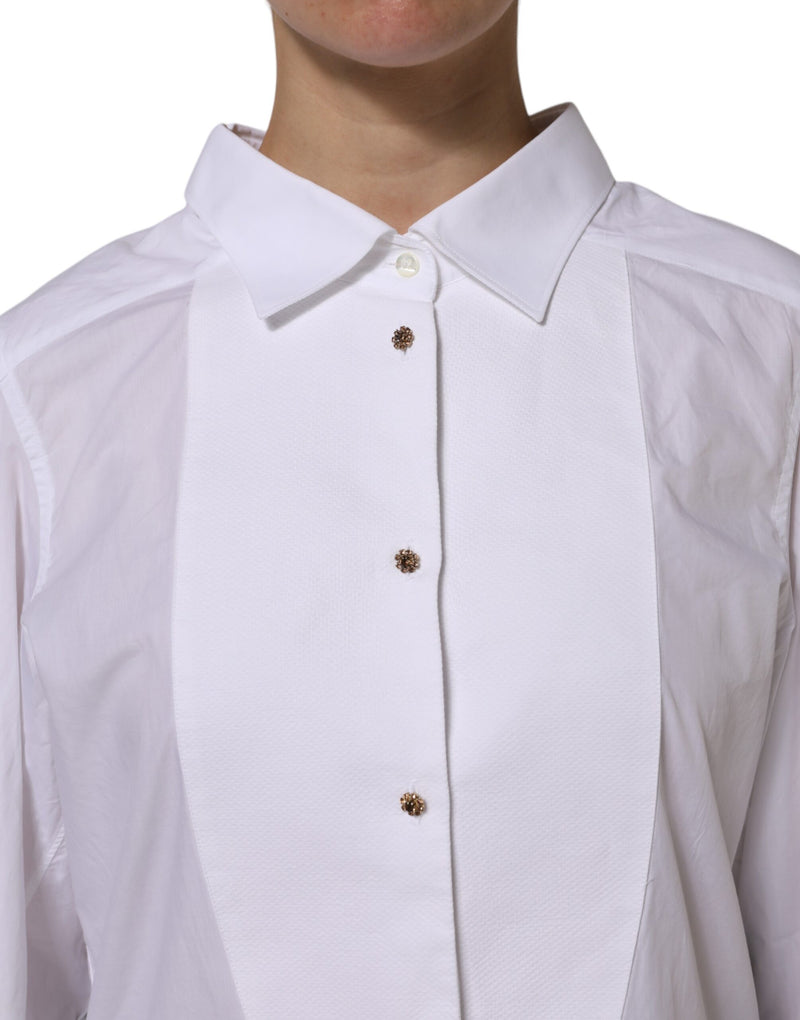 Dolce & Gabbana Chemise Formelle Blanche en Coton à Manches Longues